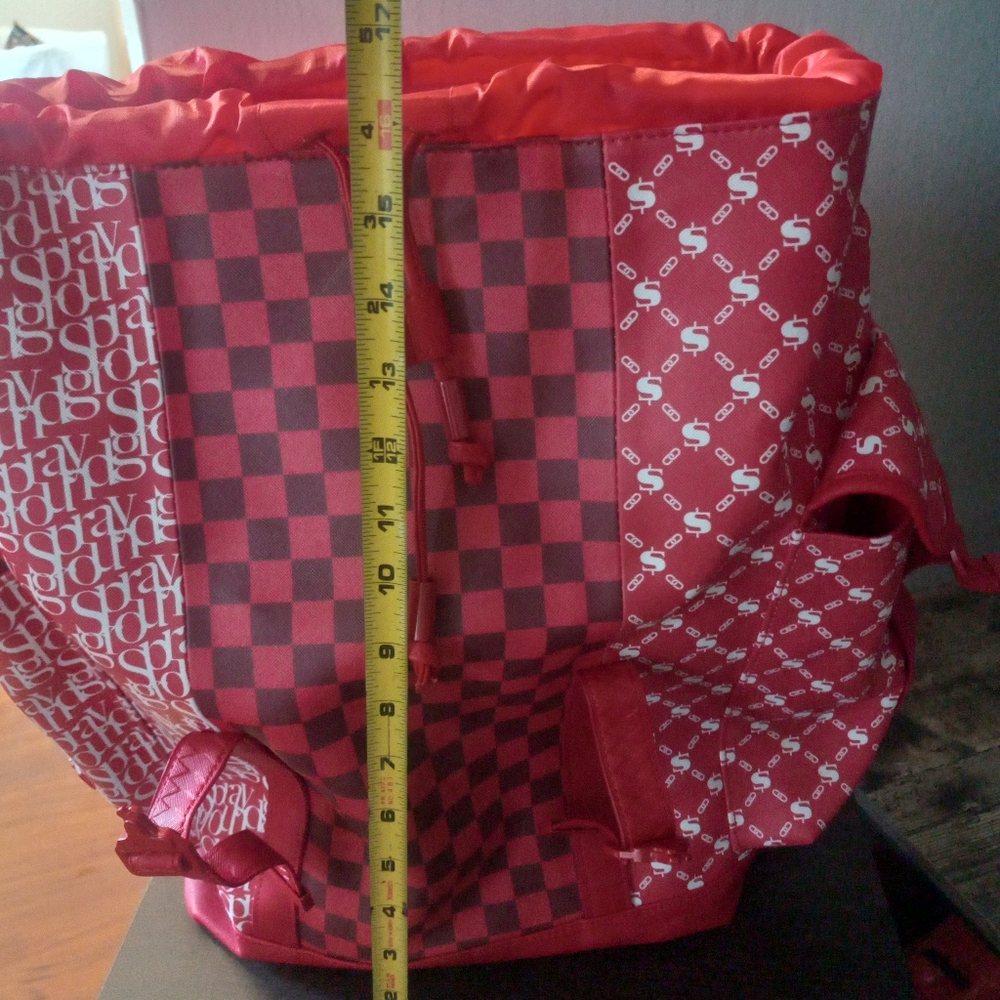 Sprayground Red/White Checkard, Moneysign, Sprayground Logo Bookbag Backpack NWT - Picture 11 of 12